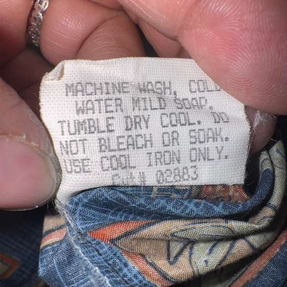 Vintage Tori Richard Casual Button Down Shirt L Blue Brown Palm Tree Cotton Lawn - Picture 9 of 9